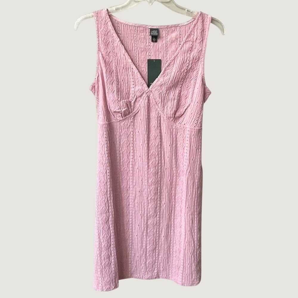 Wild Fable Sleeveless V Neck Knit Mini Dress Women Small Blush Pink Textured NWT